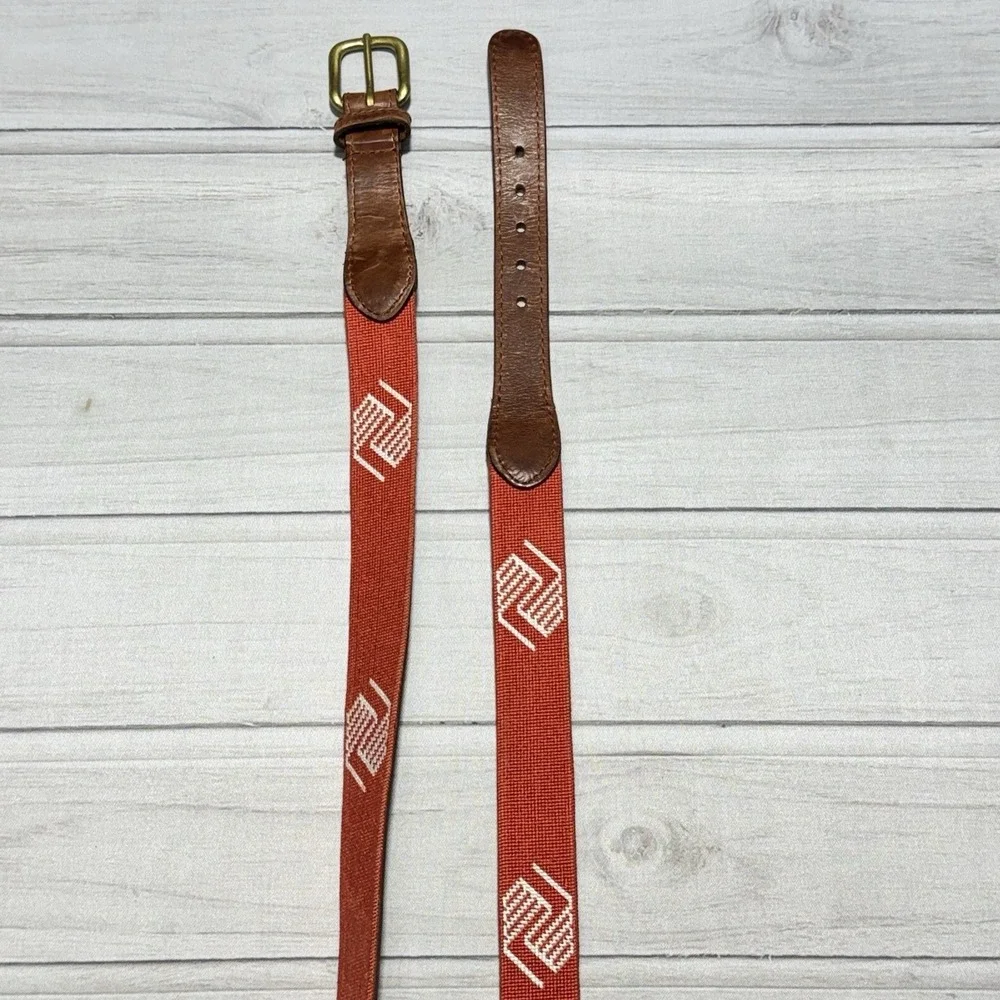 Smathers & Branson Belt Mens 46 Leather Needlepoint Boys & Girls Club of America